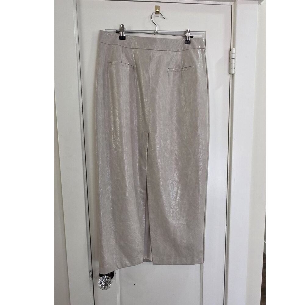 LAMARQUE Faux Leather Clay Zip Straight Long Maxi Skirt Size L Women